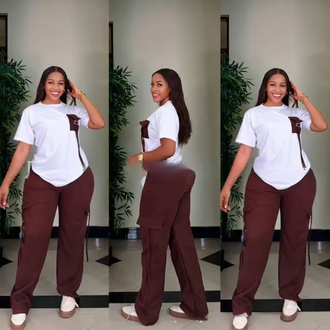 Fashion two-piece casual women’s clothing set, including T-shirt and pants