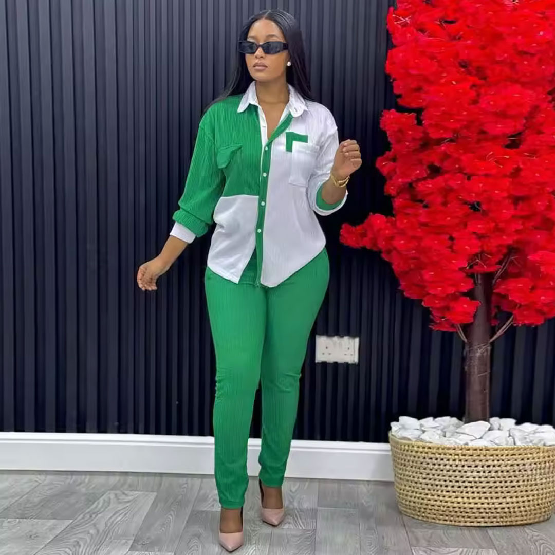 New fashion two-piece casual women’s clothing set, including: women’s shirt and pants