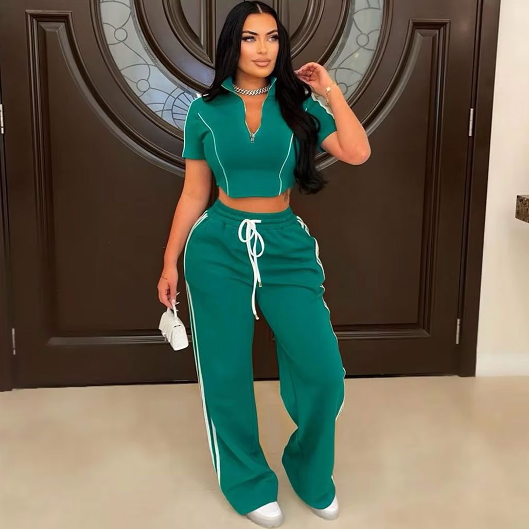 New casual women’s solid color comfortable trendy two-piece suit, package includes: trousers, small vest