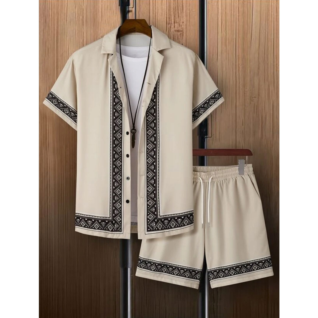 Women’s sportswear personalized beach style Hawaiian shirt and shorts set, set includes: Hawaiian shirt, beach shorts