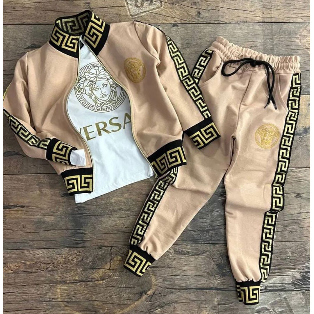 High-quality women’s casual two-piece solid color jogging pants and daily sportswear with zipper, the set includes: zipper sweatshirt, T-shirt, sports pants