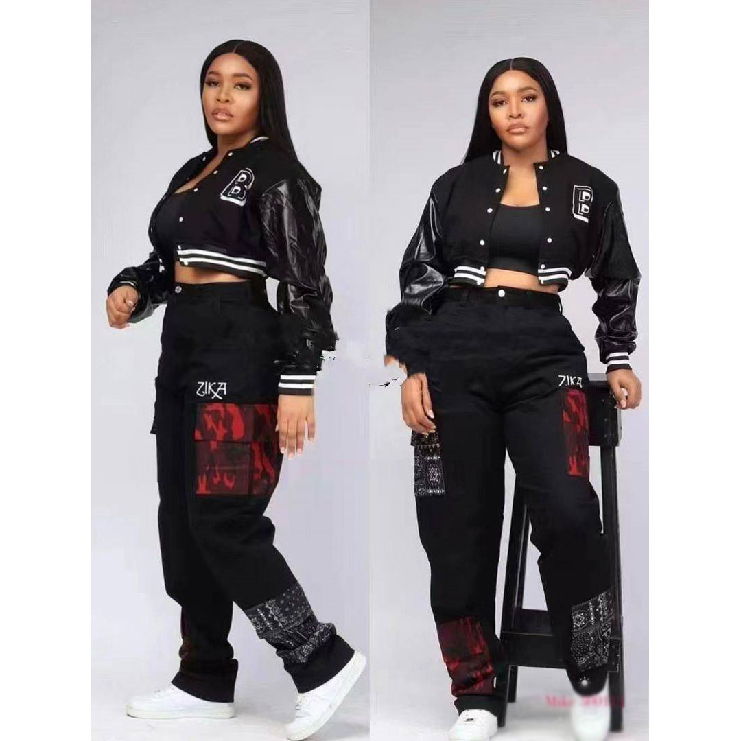 New American football plus size women’s suit sports bolton baseball uniform sportswear women’s jacket and pants two-piece set, the set includes: baseball sportswear, casual pants, vest